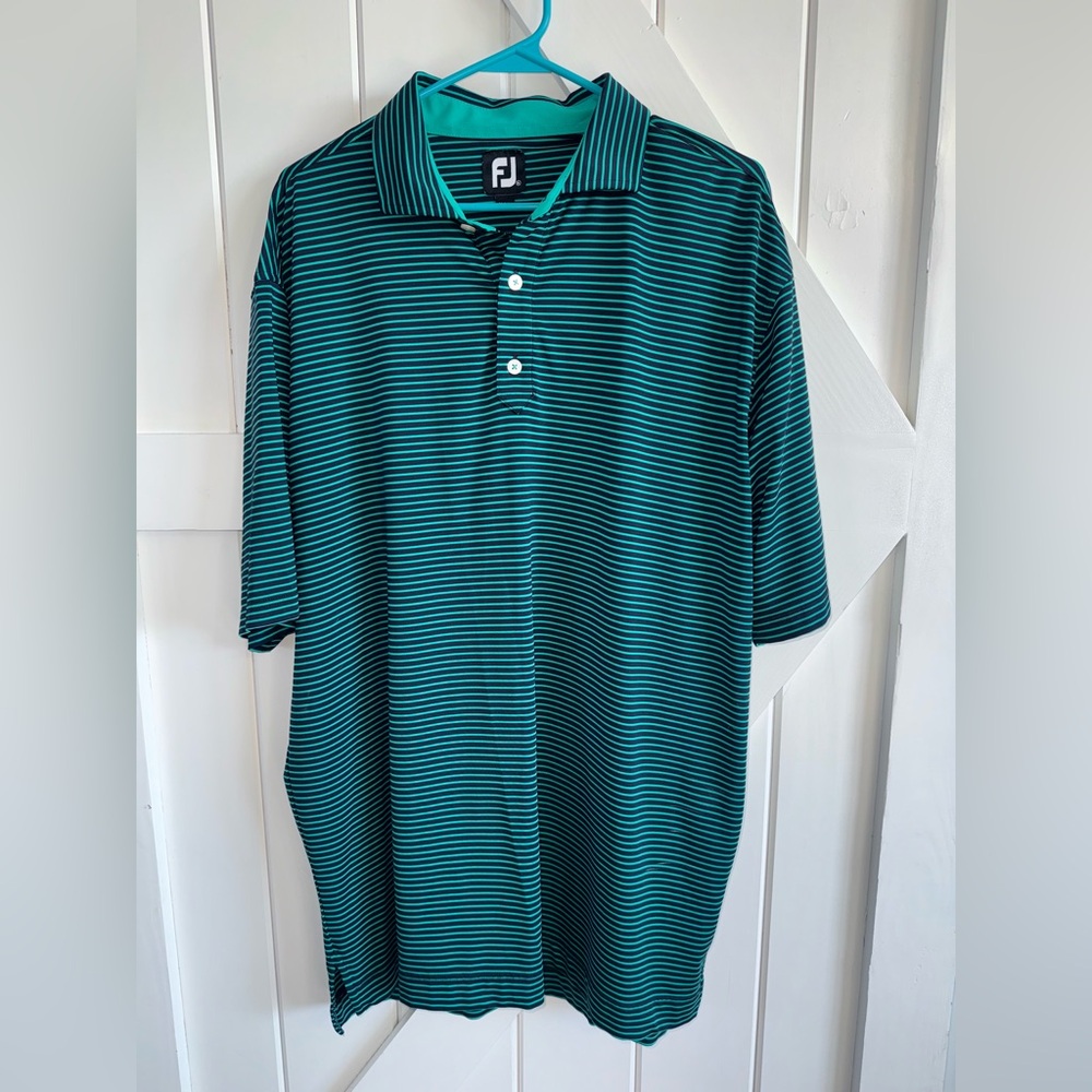 FOOTJOY MEN’S‎ STRIPED GOLF POLO SHORT SLEEVE STRETCH WICKING SHIRT SIZE XL